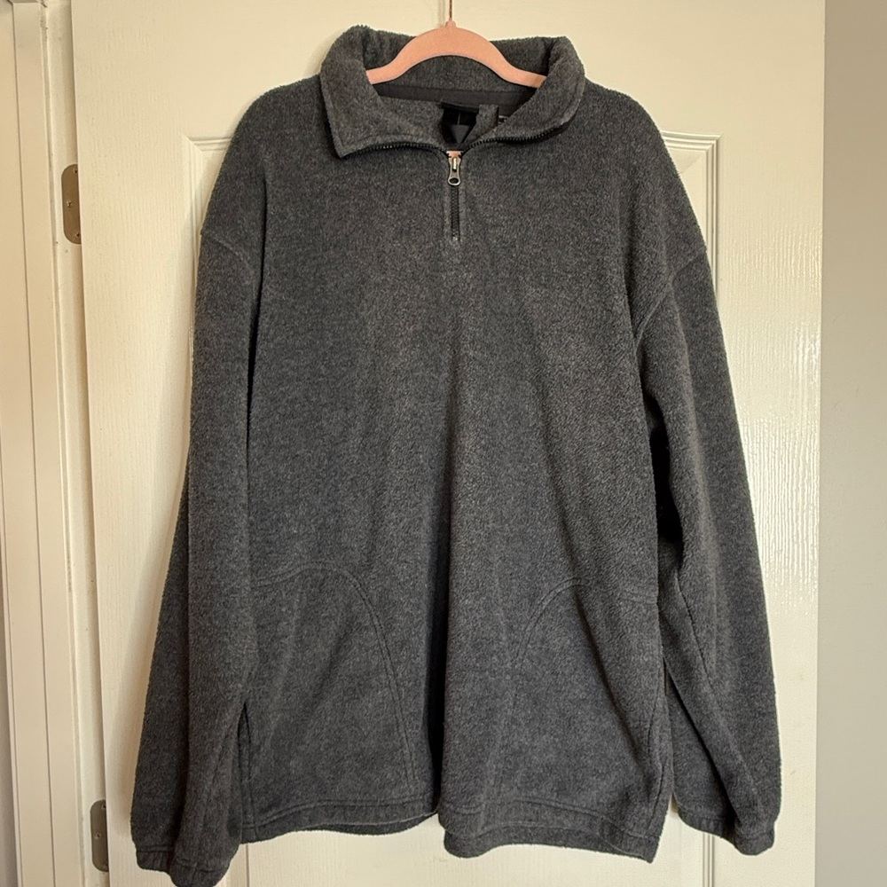 OUTDOOR URBAN TERRAIN Men's Dark Gray Quarter-Zip Fleece Pullover Size XXL